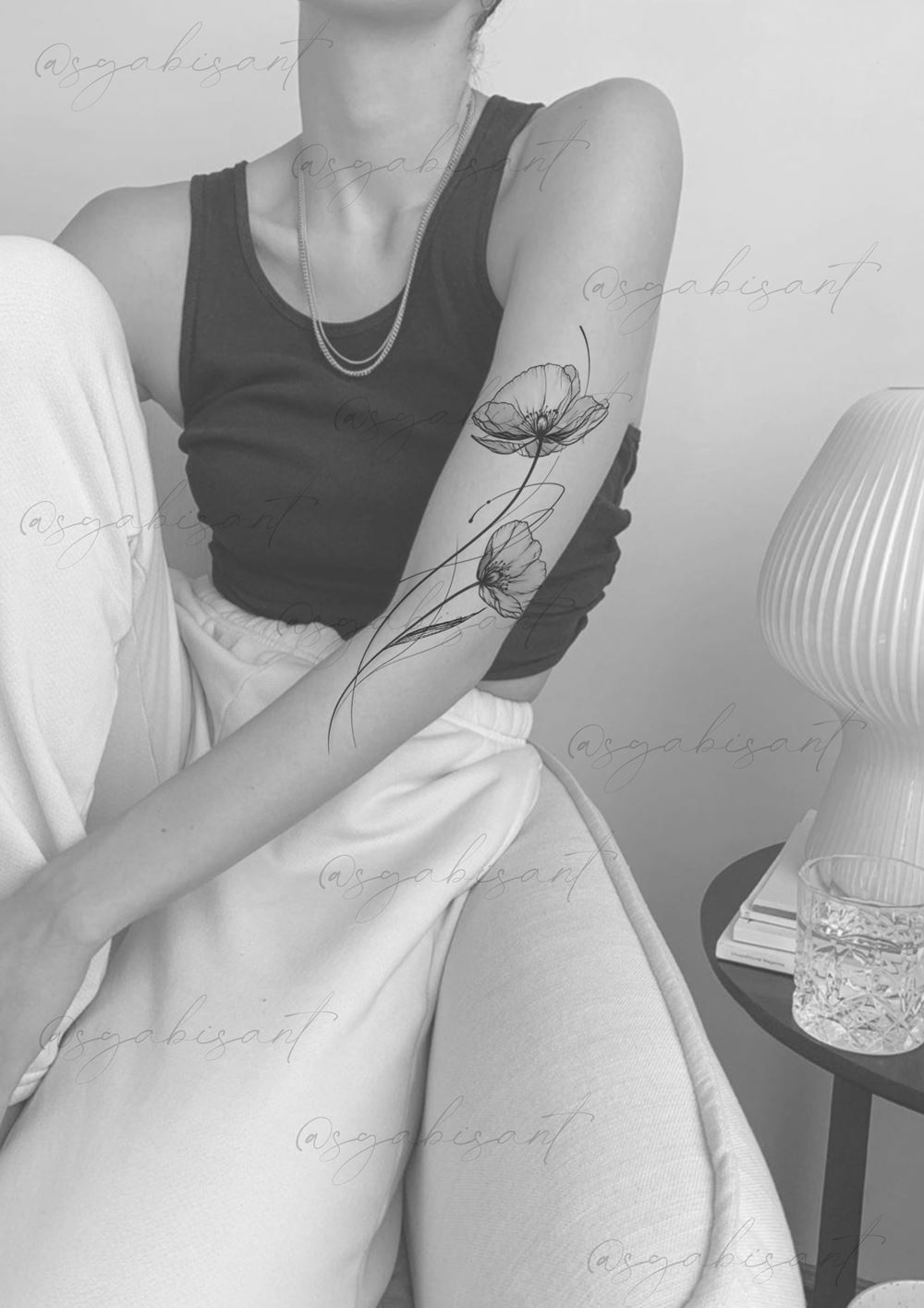 Exclusive design preview: long-stemmed florals along the arm